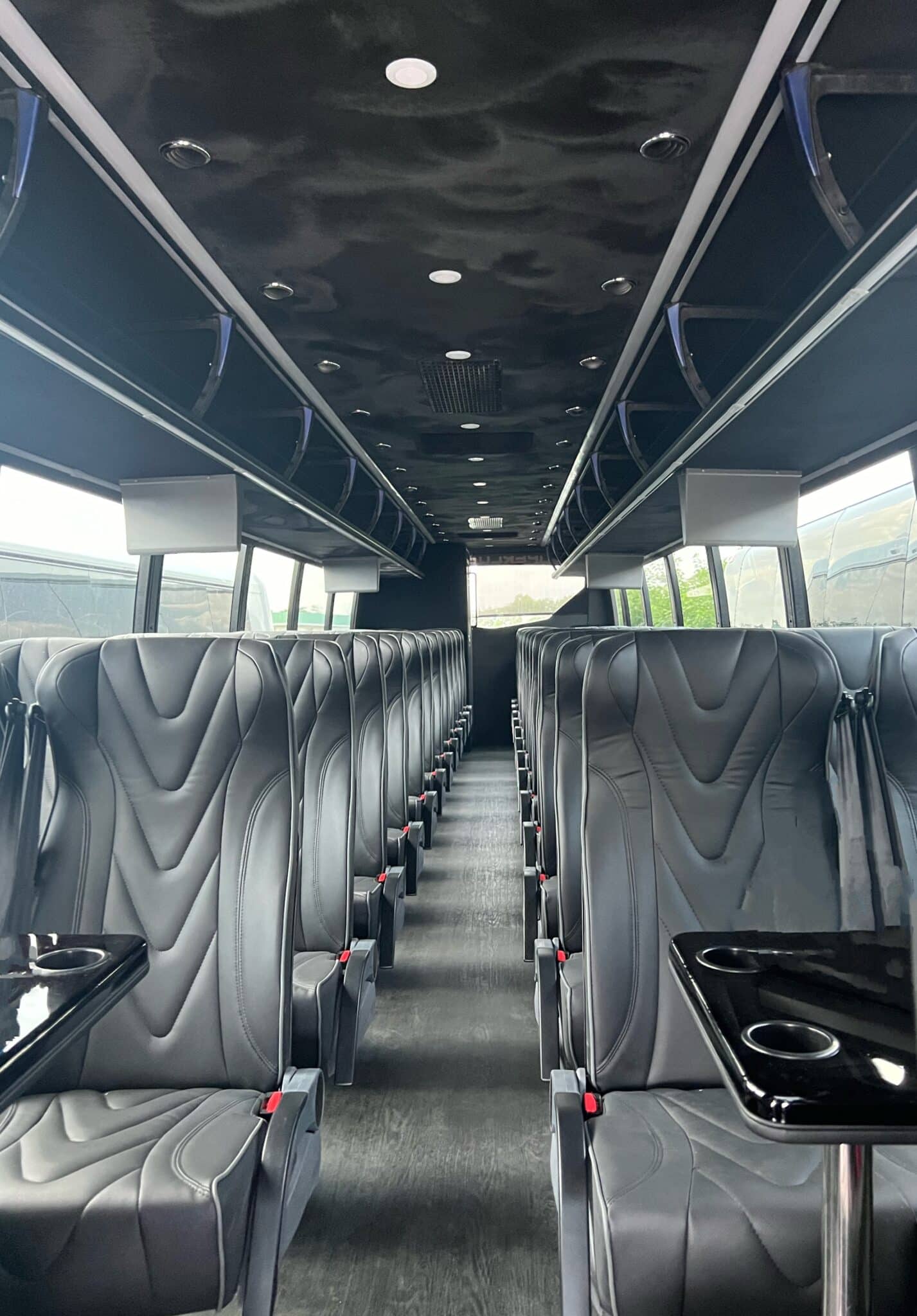 54 passenger interior of the bus