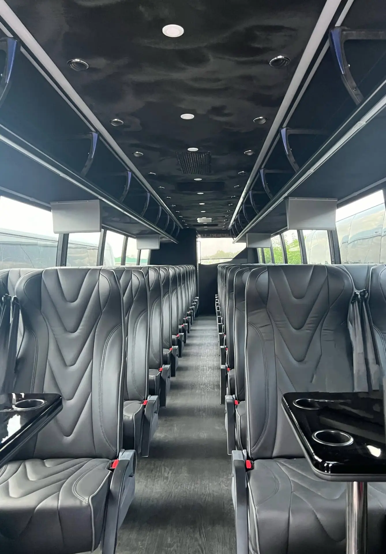 54 passenger interior of the bus